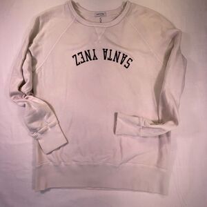 Hiro Clark White Long Sleeve Santa Ynez Crewneck Pullover Sweatshirt Size Small